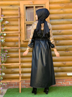 Long abaya made of high quality leather 