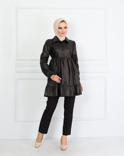 Leather elegant long shirt